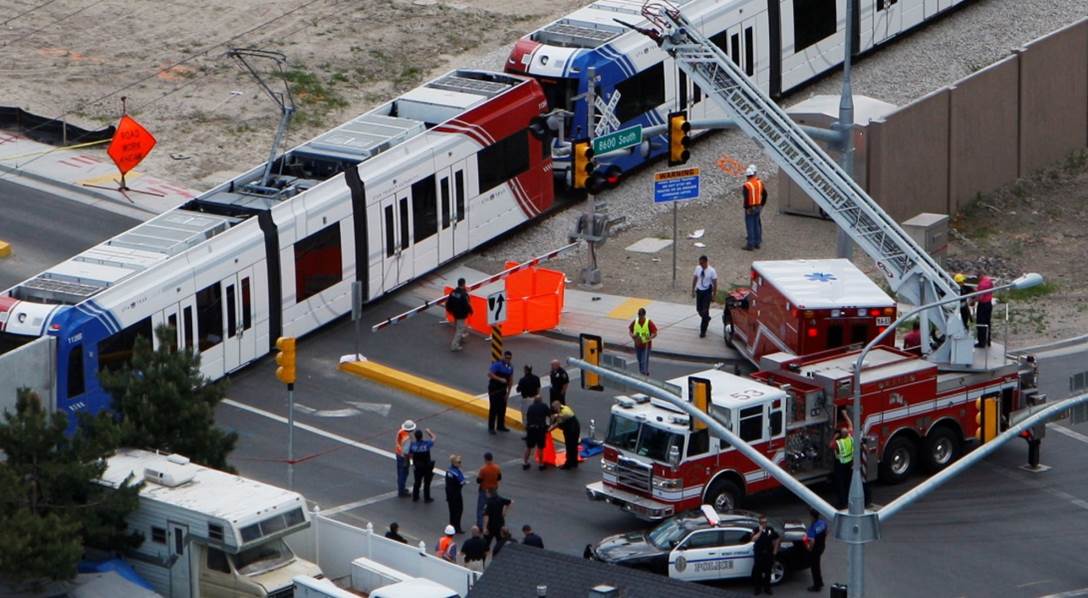 Emergency response after a pedestrian fatality.