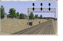 A digital rendering of a railroad.